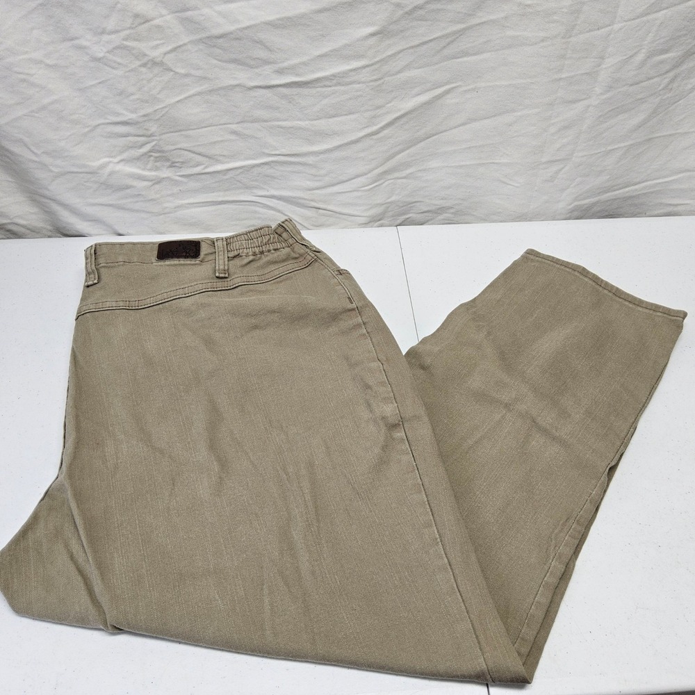 Lee Side Elastic Waist Pants Womens 24W Medium Khaki Tan High Rise Straight Leg